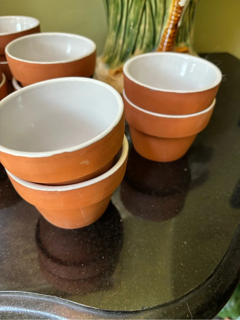 10 VTG Unique Muffin/Biscuit/Roll Glazed Terracotta & Ceramic Bakers & Tableware